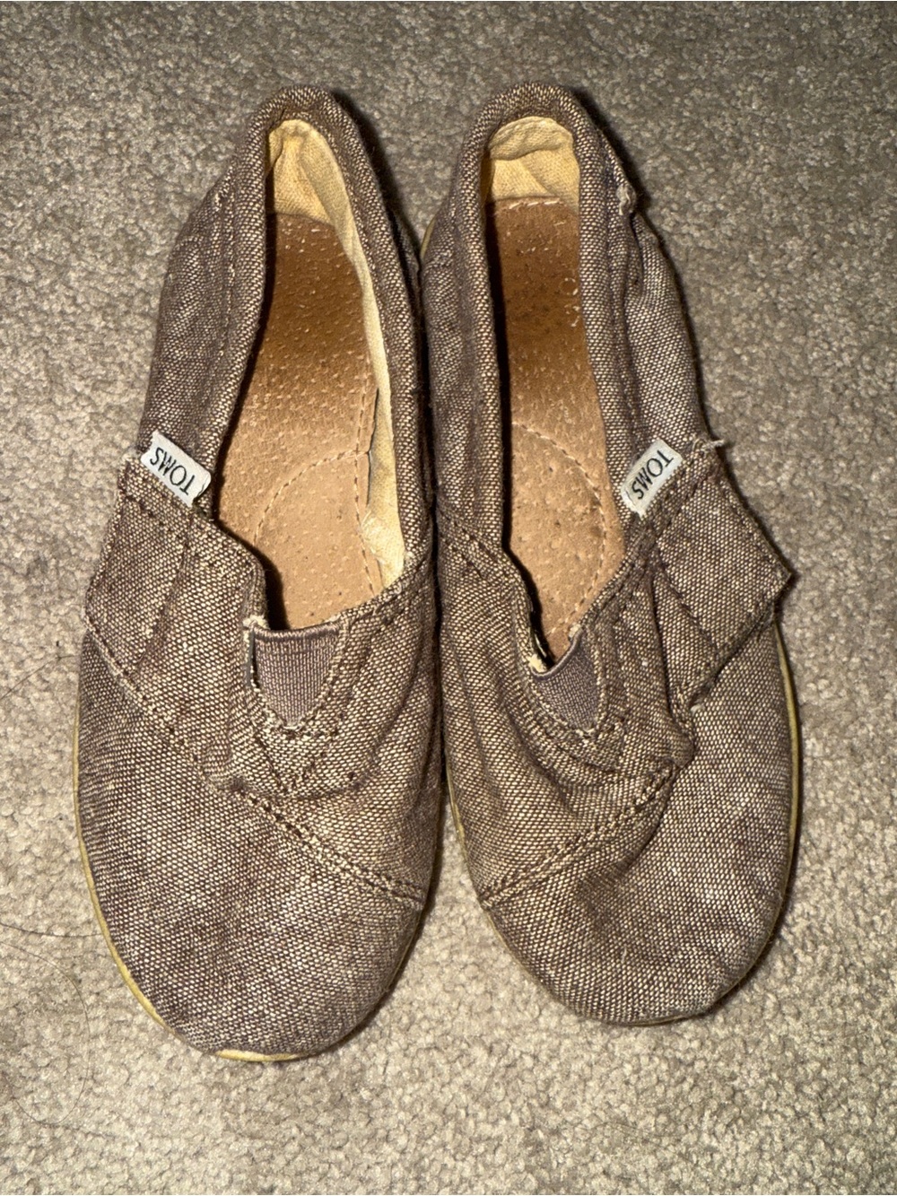 Toms Kids Brown Canvas Slip-On Moccasins
